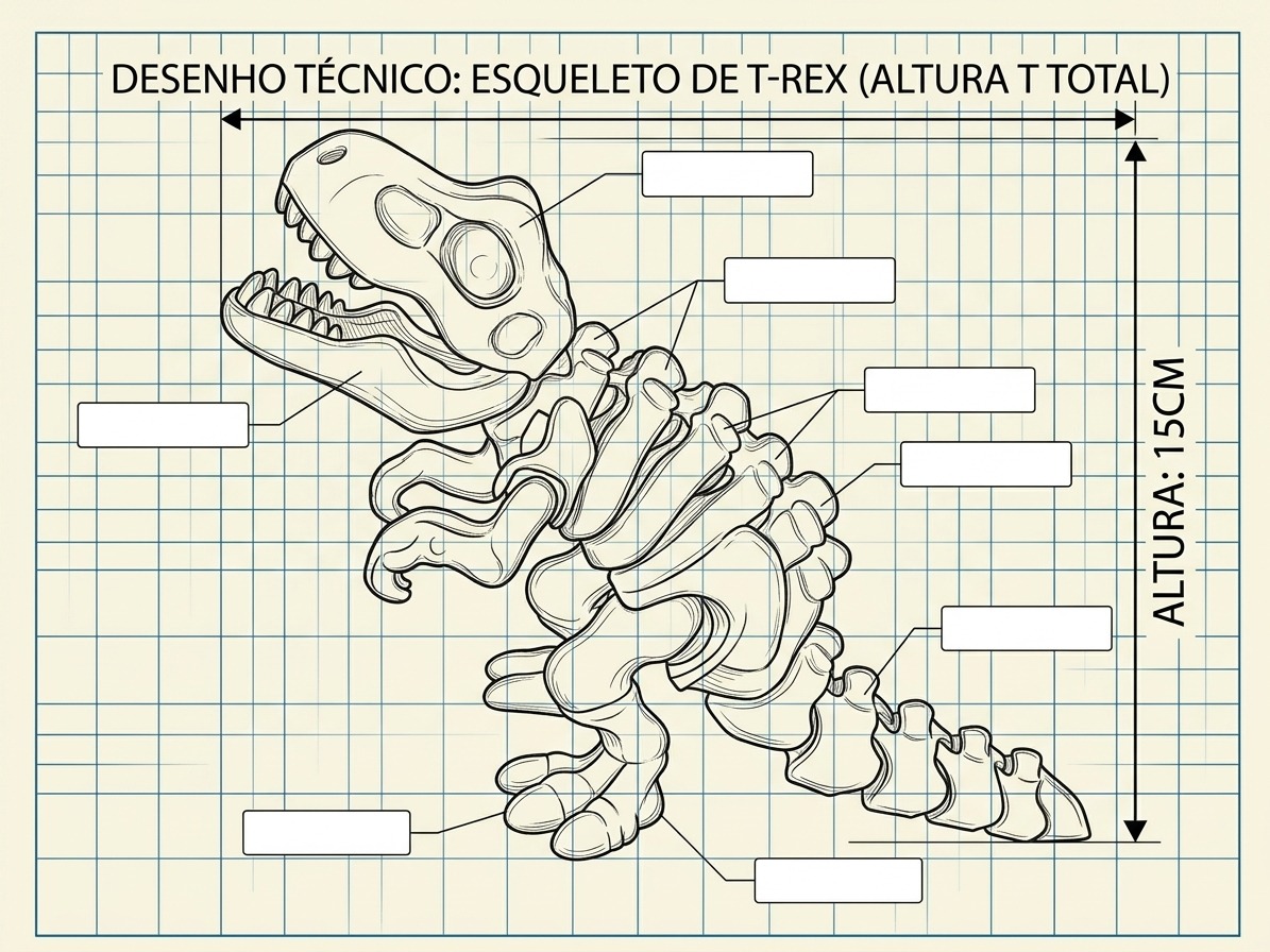 Esqueleto Articulado de T-Rex 3D — dimensões