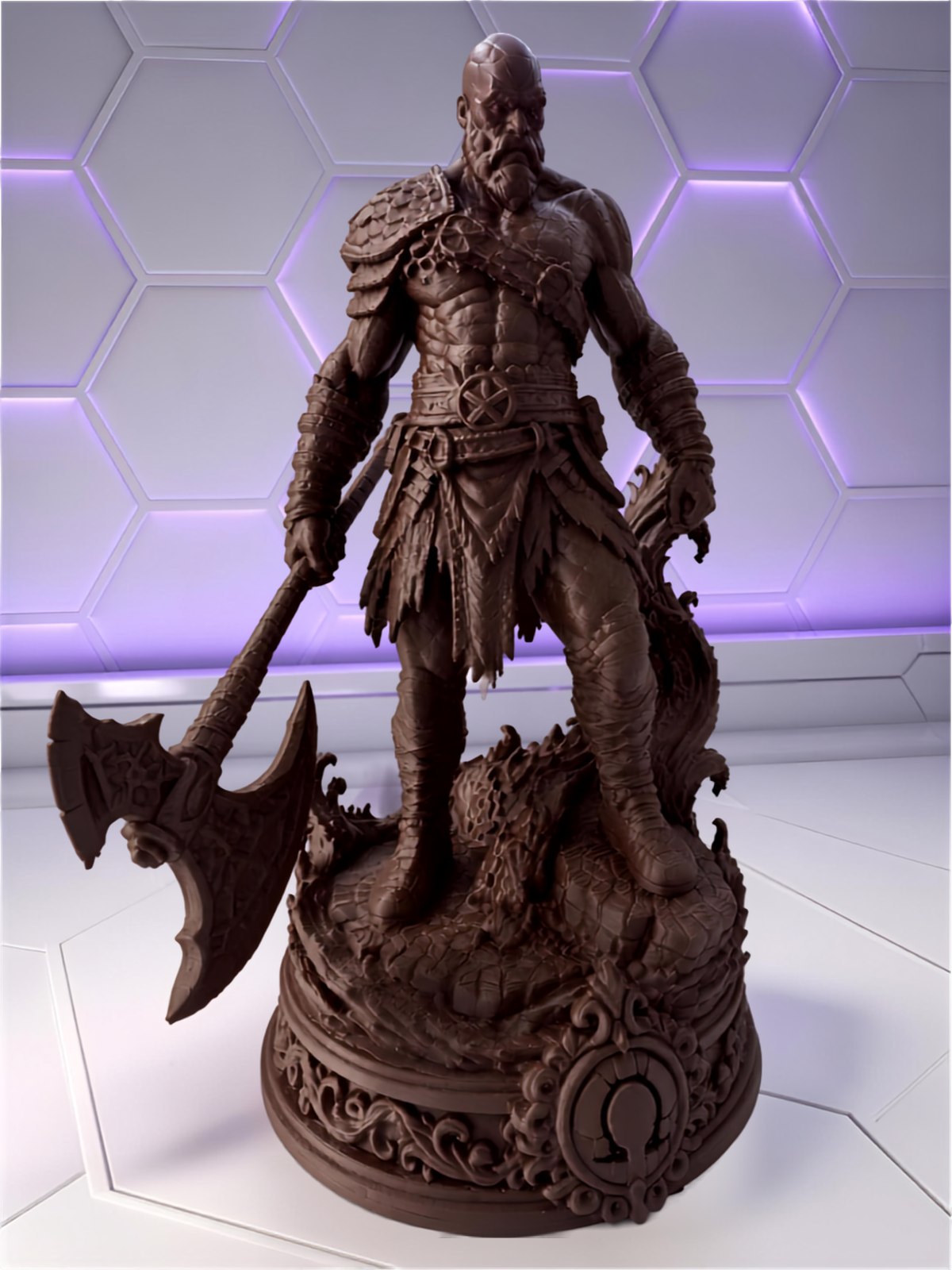 Kratos — Estátua 3D God of War — ambiente