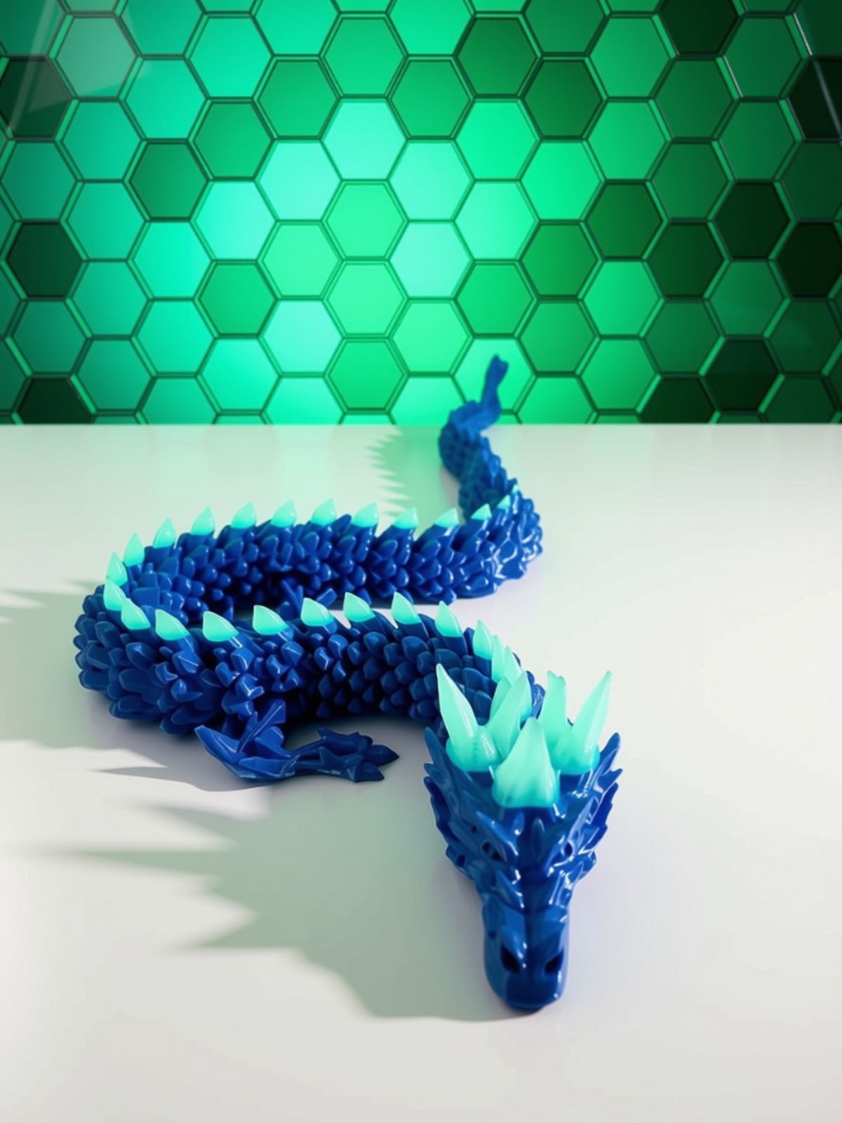 Dragão Articulado 3D – Cristais Brilhantes — ambiente