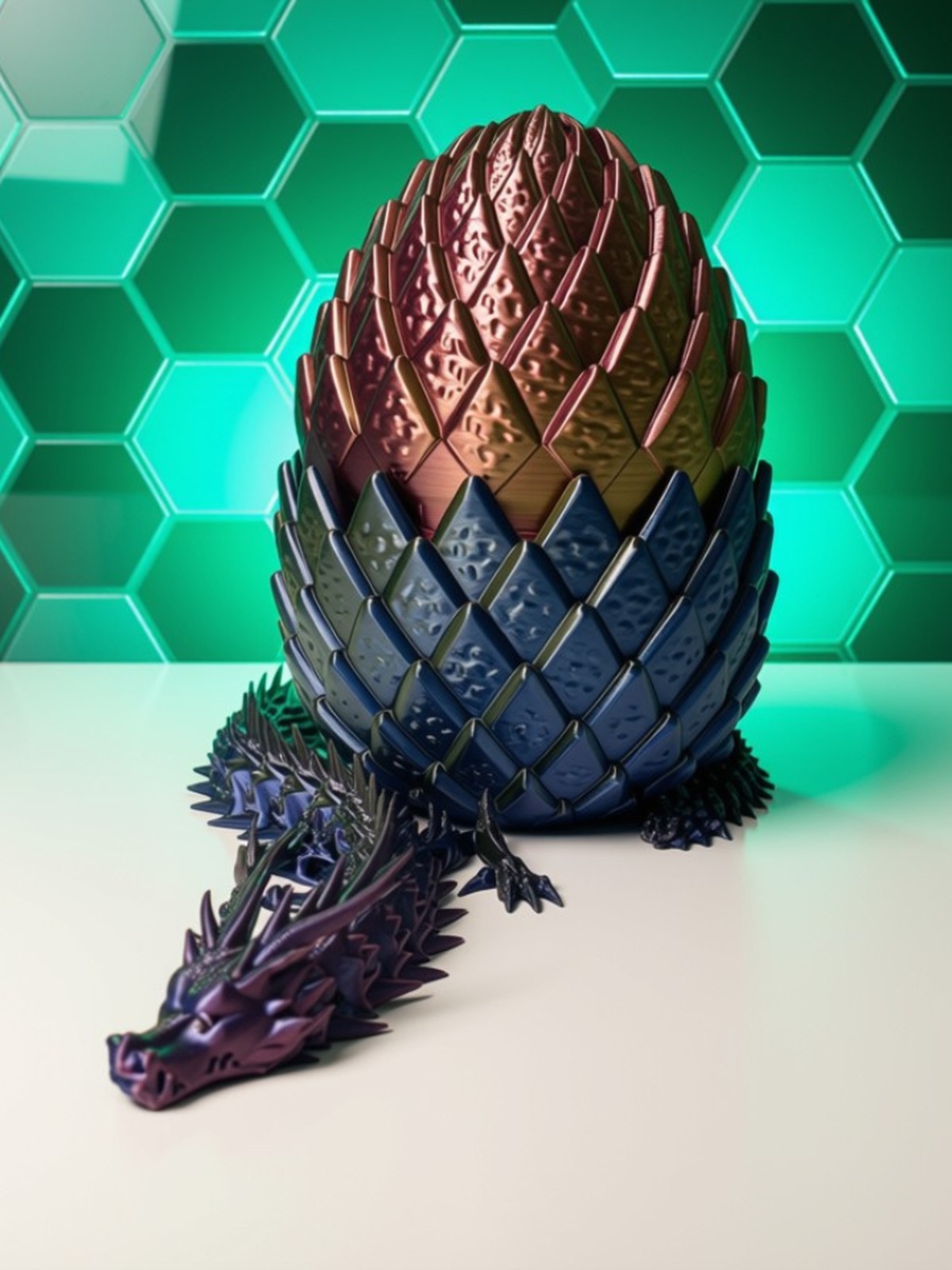 Kit Dragão Articulado 3D + Ovo — Efeito Camaleão — ambiente