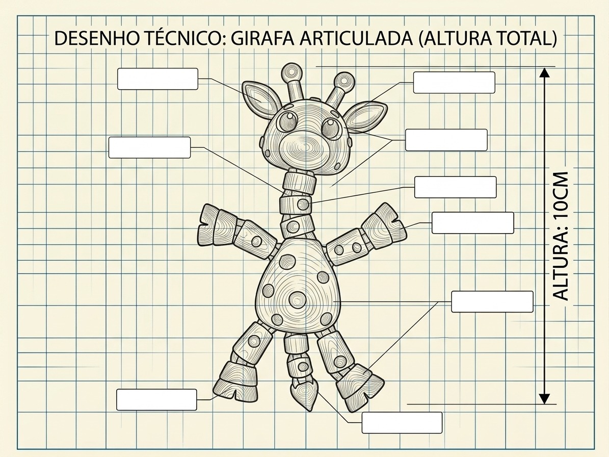 Girafa Articulada 3D — dimensões